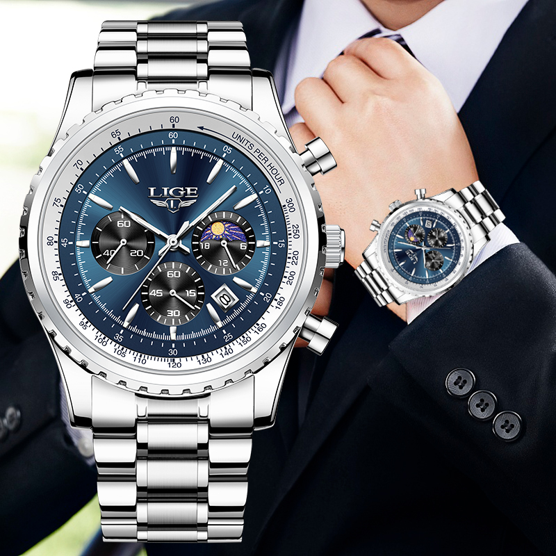 Zen Luxury Watch - LIGE-reloj analógico de acero inoxidable para