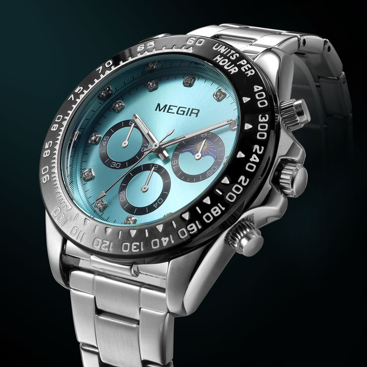 Luxury Watch Green Dial - Reloj de cuarzo MEGIR para hombre,