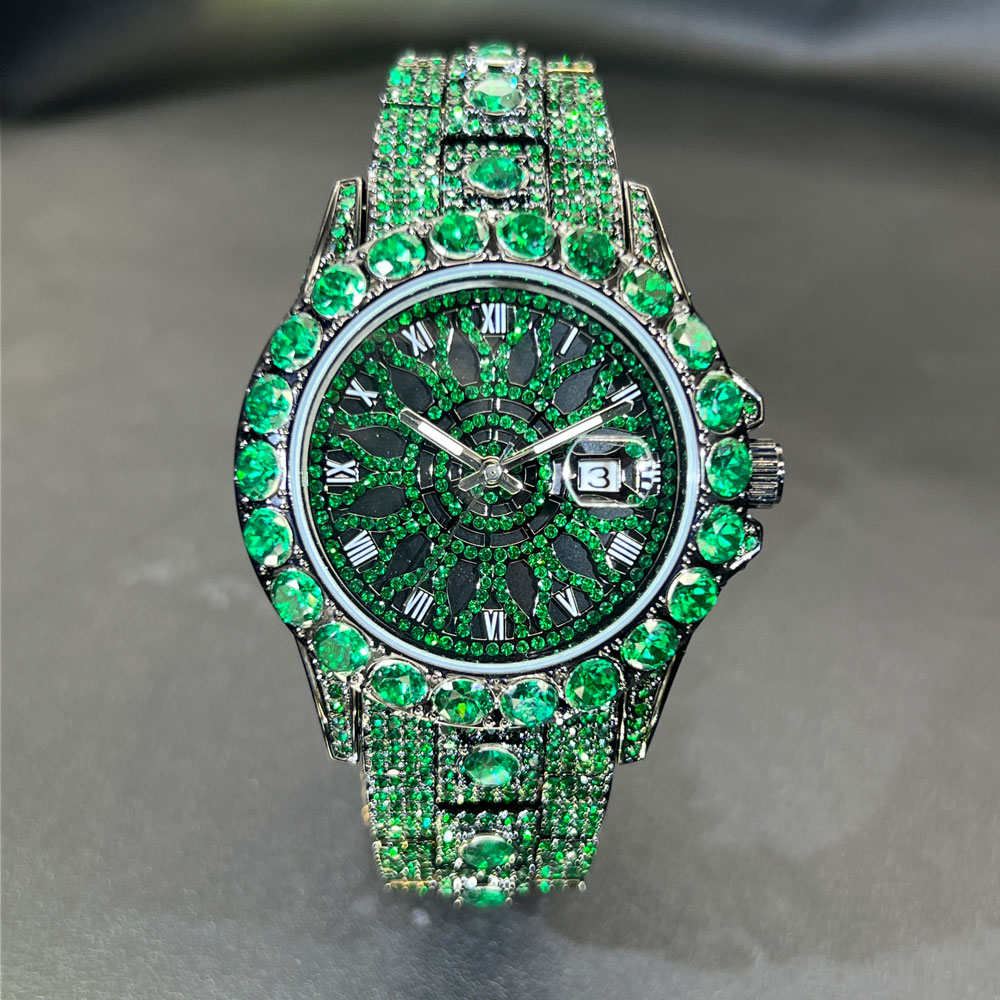 Luxury Watch And Jewelry Brand - Reloj de diamante verde para hombre